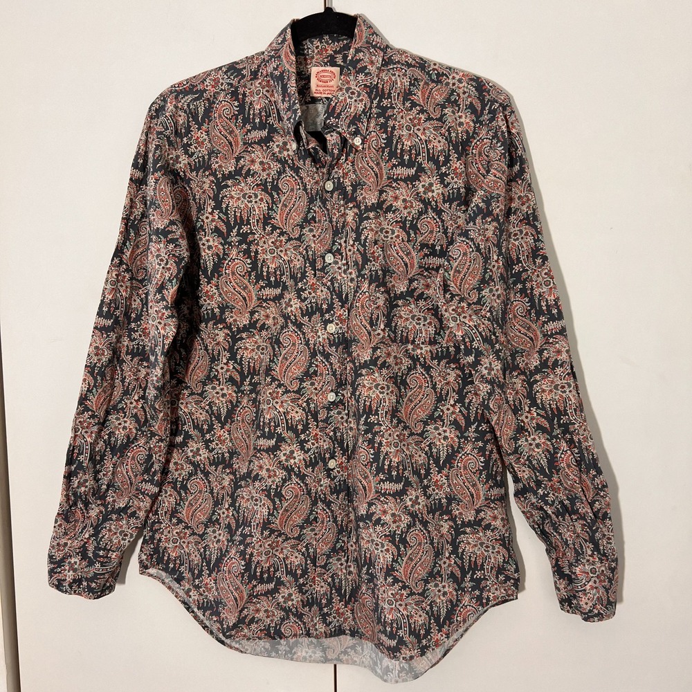 Kamakura Japan Shirts Button Down Men M Navy Red Paisley Liberty Art Fabric Ivy
